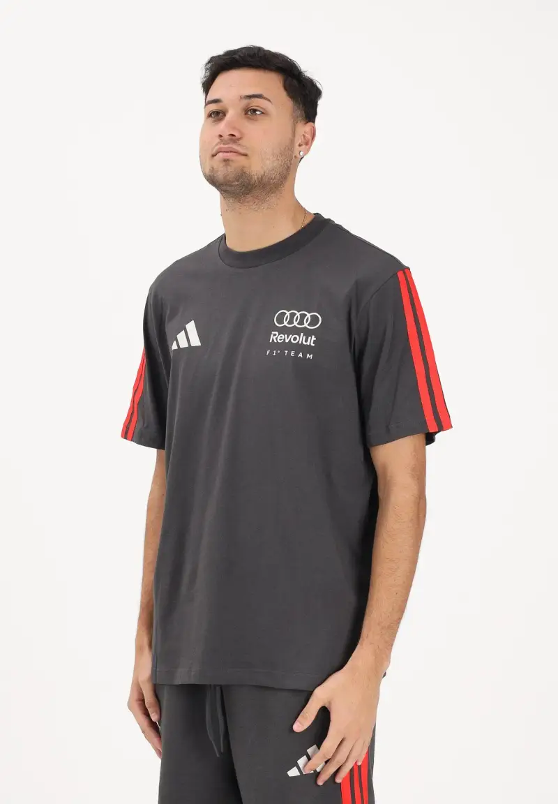 T-shirt a manica corta Audi Revolut F1® Team DNA grigia e rossa da uomo