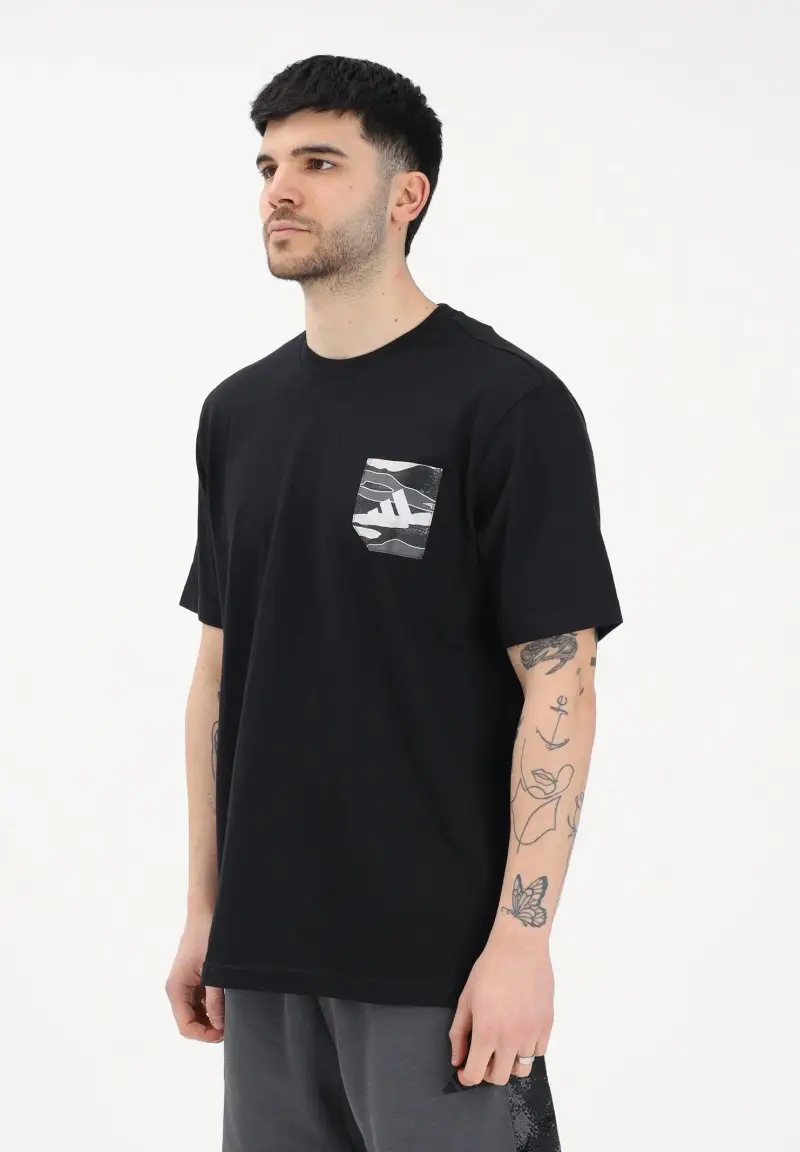 T-shirt a manica corta CAMO WOVEN POCKET GRAPHIC nera da uomo