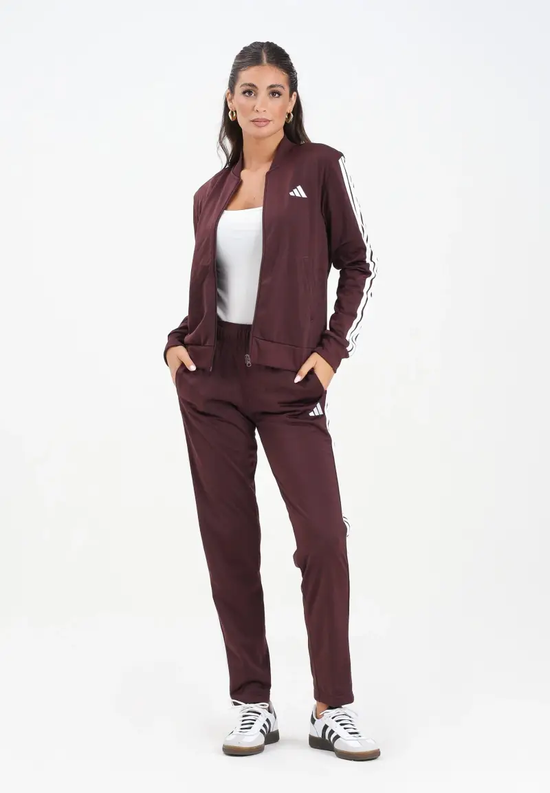 Tuta Essentials 3-Stripes bordeaux da donna miniatura 2