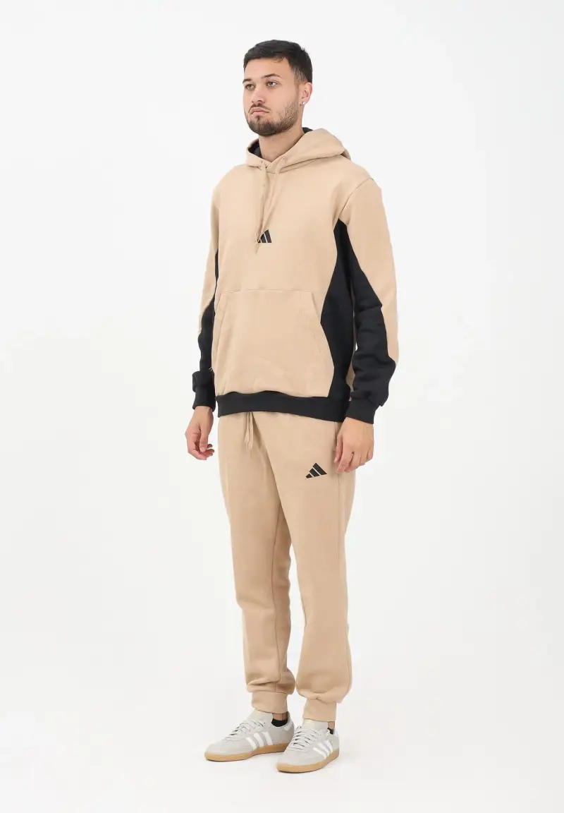 Tuta Fleece Colorblock beige e nera da uomo