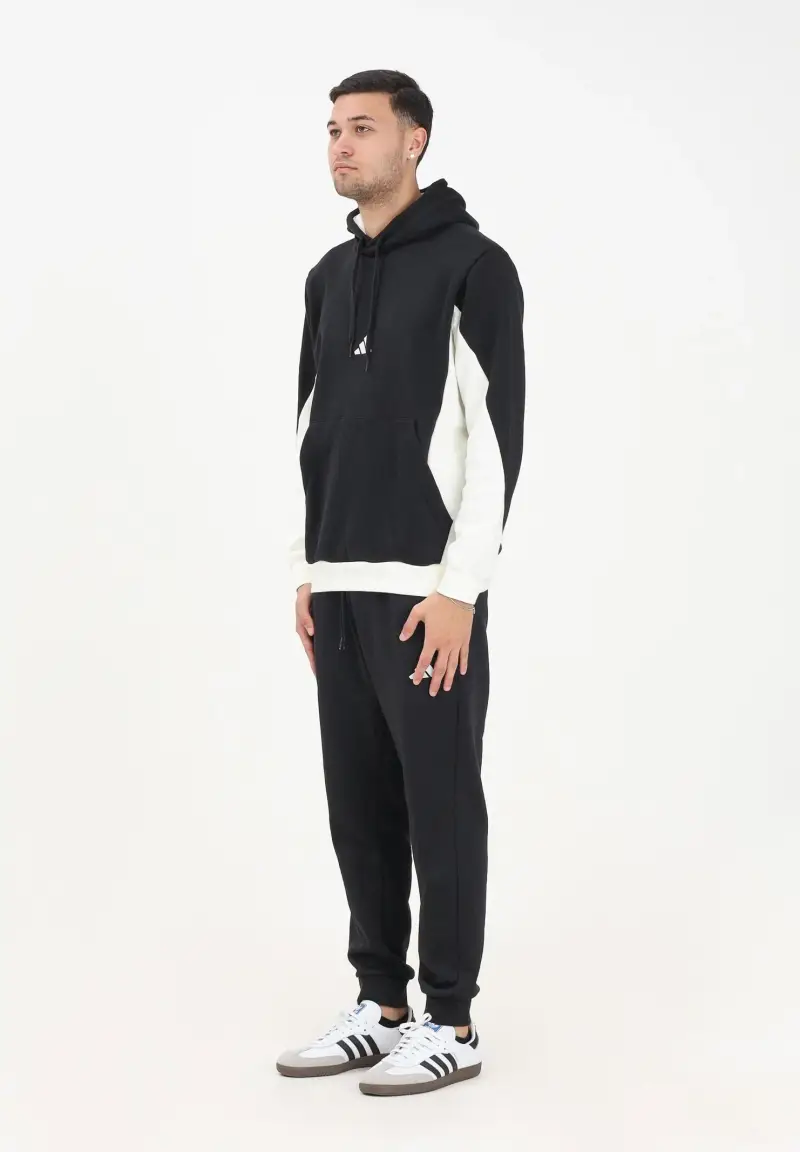 Tuta Fleece Colorblock nera e bianca da uomo