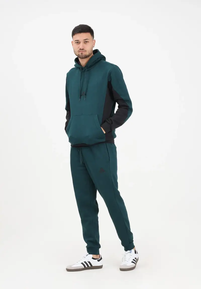 Tuta Sportswear Fleece Colorblock verde petrolio da uomo miniatura 2