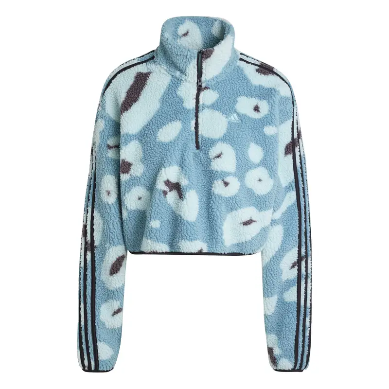 Pile crop con zip quart donna adidas Essentials 3-Stripes Noir