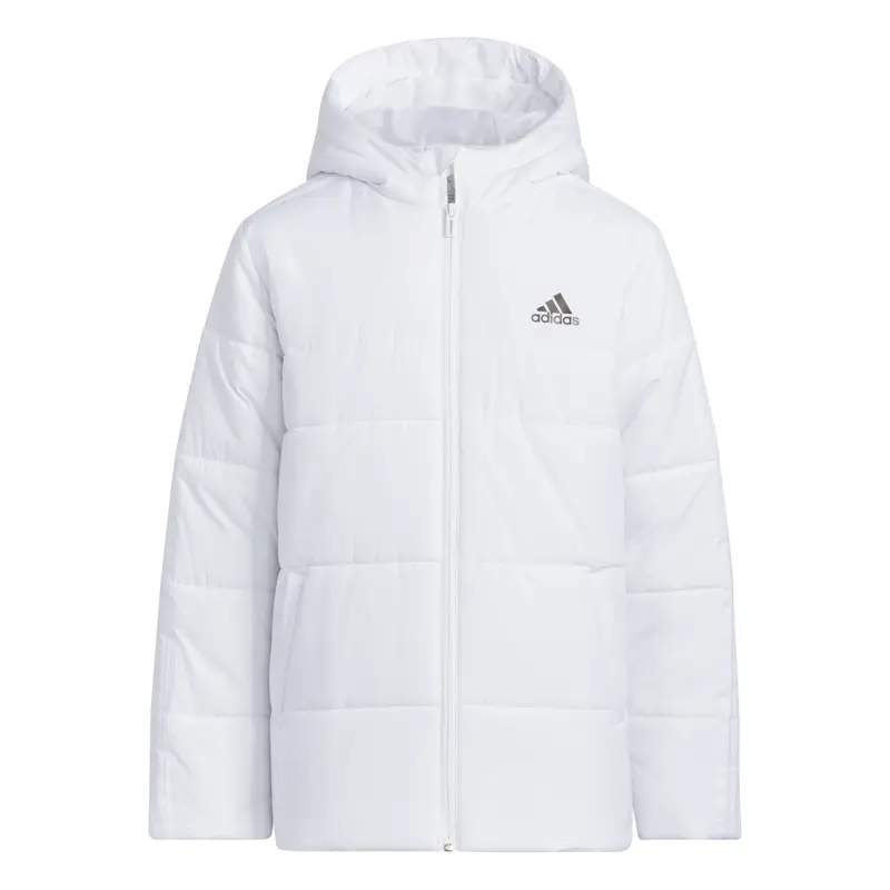 Piumino con zip da bambina con cappuccio Adidas Colorblocked Blanc