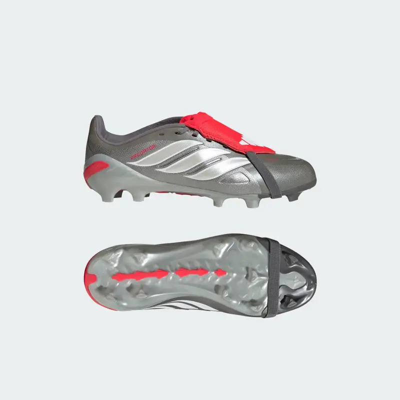 PREDATOR LEAGUE Scarpe da calcio con linguetta ripiegabile per terreni naturali compatti bambini e bambine Iron Metallic