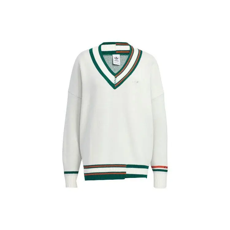Pullover Adidas Originals con scollo a V a blocchi di colore e ricamo del logo del marchio da donna maglieria Han-Jade-White HS9521 L