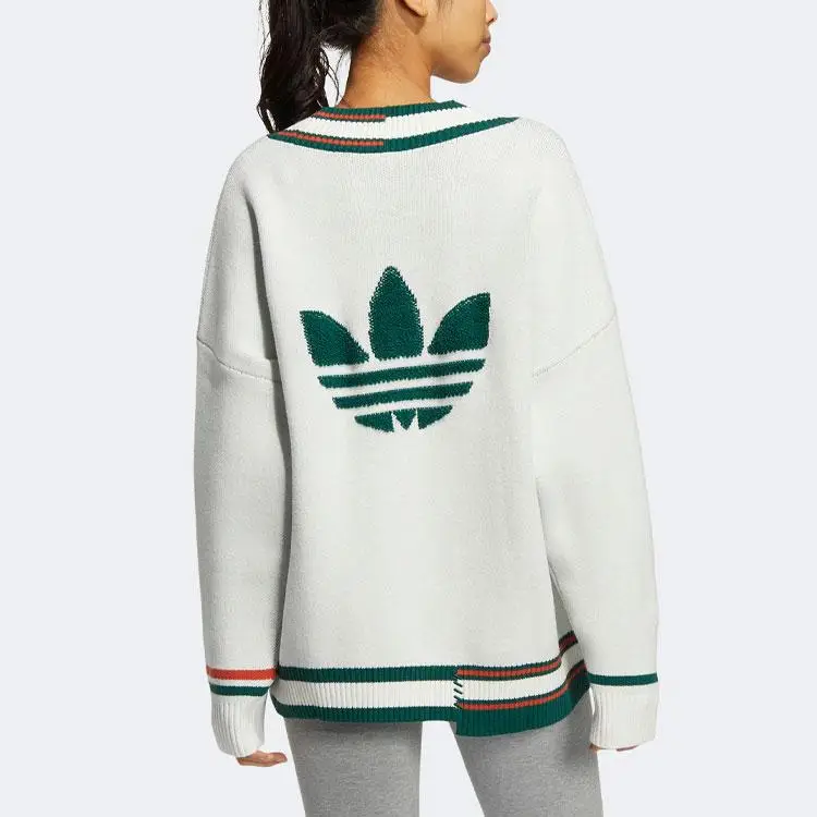 Pullover Adidas Originals con scollo a V a blocchi di colore e ricamo del logo del marchio da donna maglieria Han-Jade-White HS9521 S miniatura 4