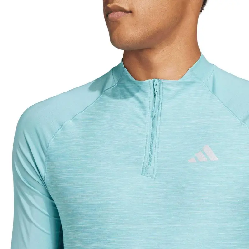 Pullover da Allenamento Adidas da Uomo Gym+ con Zip Quarto L luce di colore blu miniatura 2