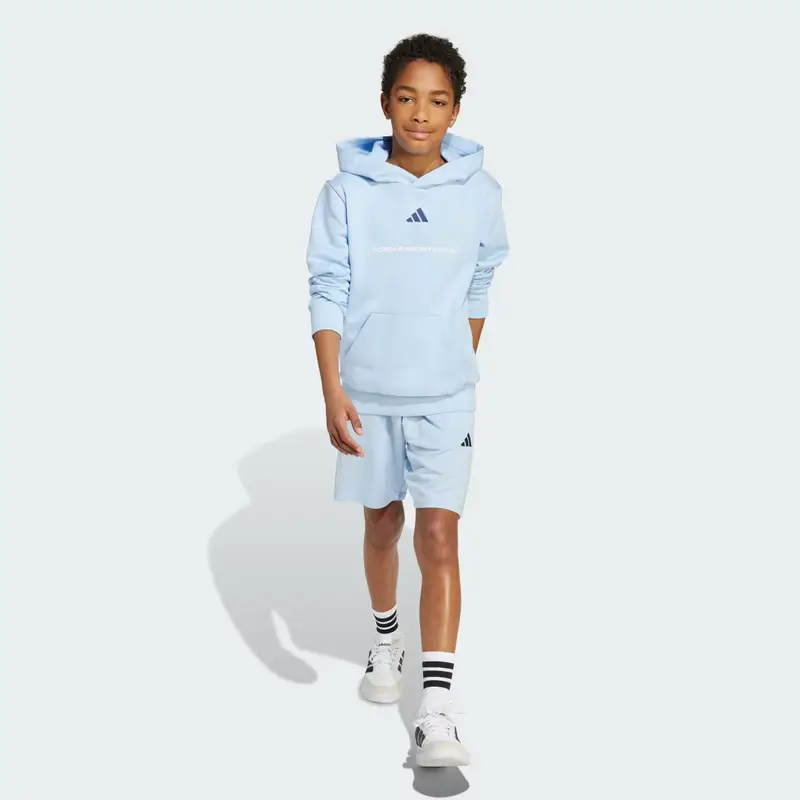 Ragazzi French Terry Slogan Pantaloncini Bambini Glow Blue miniatura 3