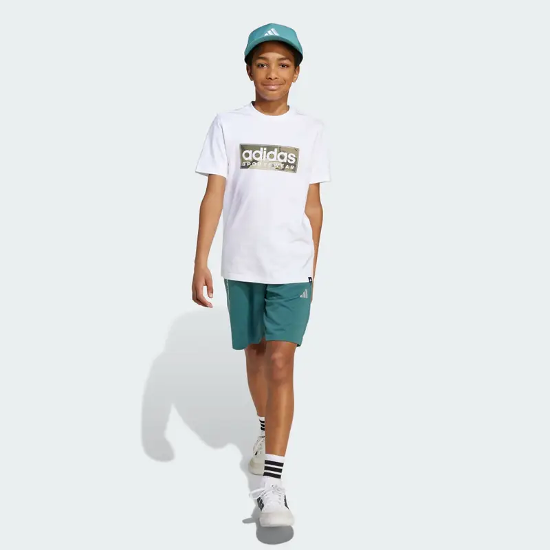 Ragazzi French Terry Slogan Pantaloncini Bambini Preloved Teal miniatura 3