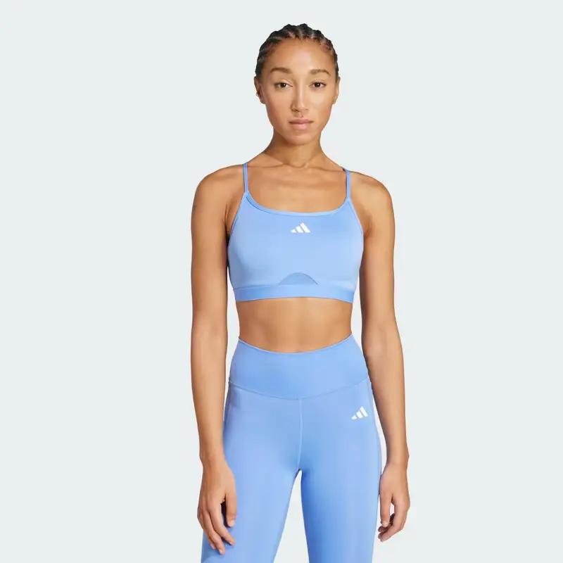 Reggiseno sportivo Aeroreact Training 3-Stripes Blue Fusion