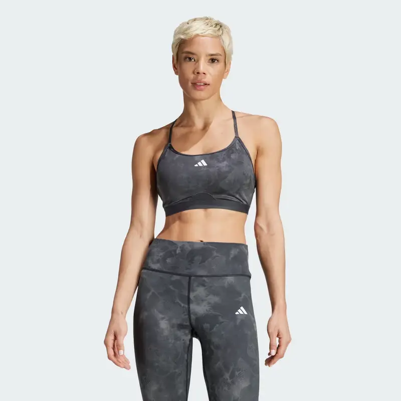 Reggiseno sportivo Aeroreact Training Essentials Light Support Tie-Dye Flower-Print Grey Five