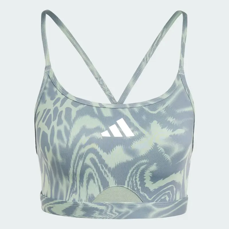 Reggiseno sportivo Aeroreact Training Light Support 3-Stripes Silver Green miniatura 4