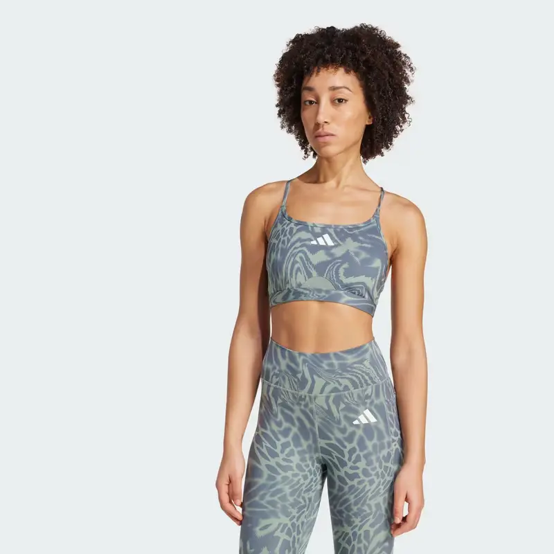 Reggiseno sportivo Aeroreact Training Light Support 3-Stripes Silver Green