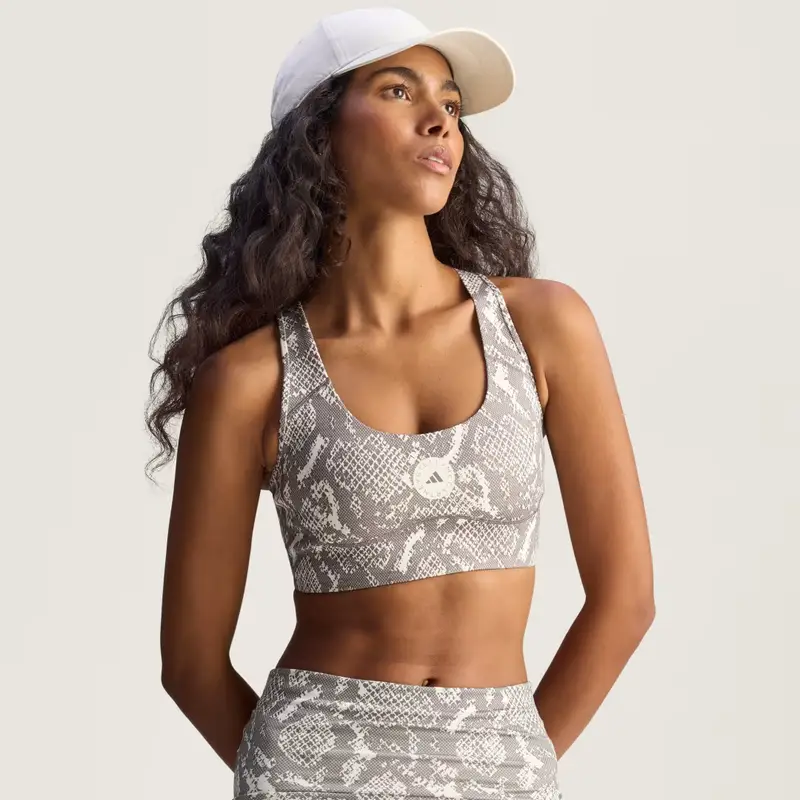Reggiseno sportivo da allenamento adidas By Stella McCartney Power Impact Medium Support Printed Almond Milk