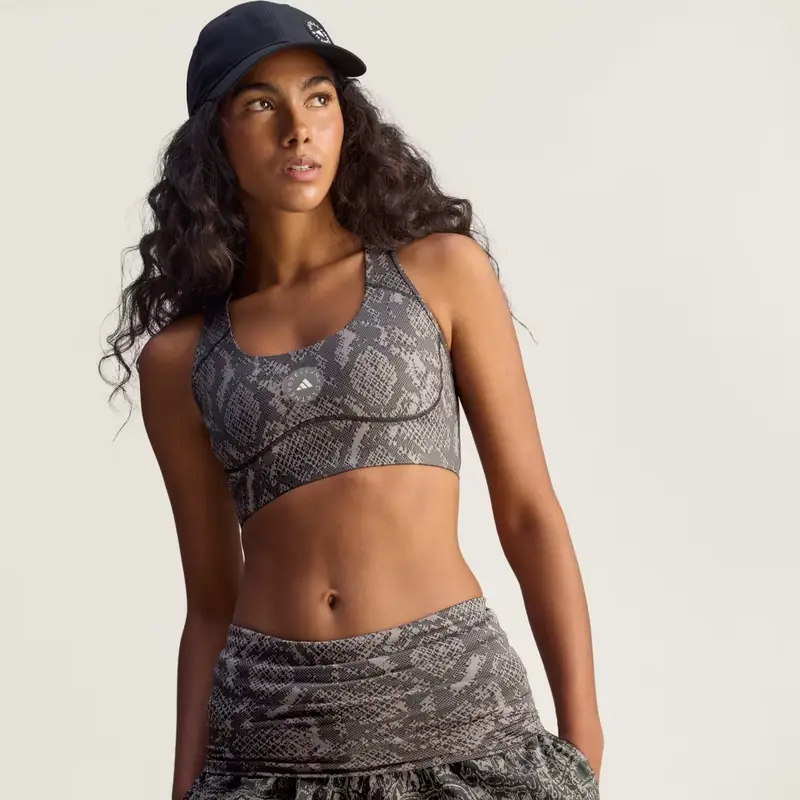 Reggiseno sportivo da allenamento adidas By Stella McCartney Power Impact Medium Support Printed Charcoal