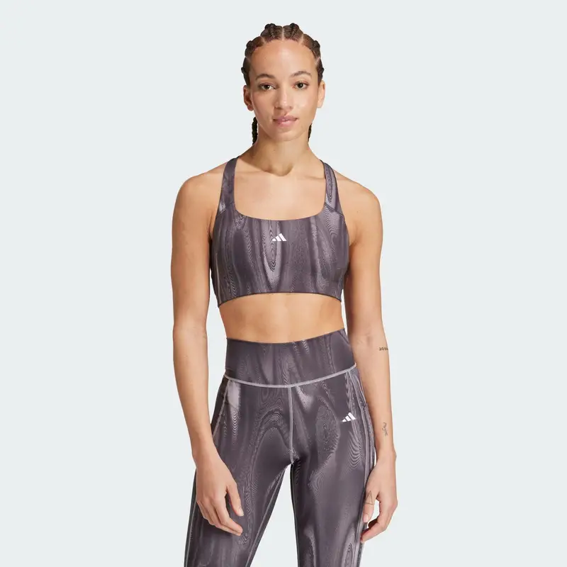 Reggiseno sportivo Powerimpact Training Medium-Support 3-Stripes | Adidas Grigio