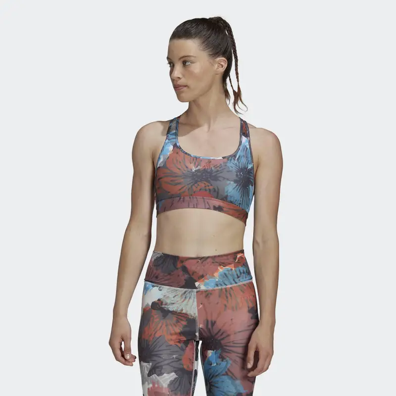 Reggiseno sportivo Powerreact Training Medium-Support Allover Print | Adidas Rosso