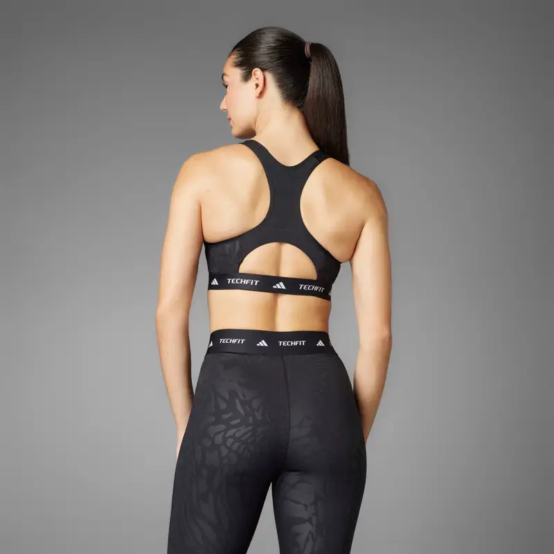 Reggiseno sportivo Techfit Medium-Support High-Neck Print Black miniatura 2