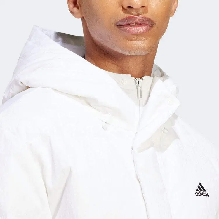 Regolare Quotidiano Stampa Logo 500 Lettere Giacca Piumino con Cappuccio Maniche Lunghe Uomo Capispalla Bianco IZ4884 XXXL miniatura 4