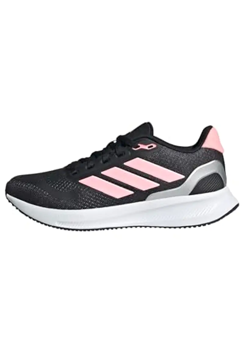 adidas RUNFALCON 5 Shoes Junior, Scarpe da Corsa, Core Black/Pink/Silver Metallic, 39 1/3 EU