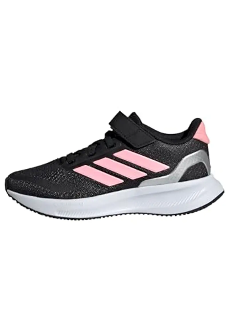 adidas RUNFALCON 5 Shoes Kids, Scarpe da Corsa, Core Black/Pink/Silver Metallic, 30 EU