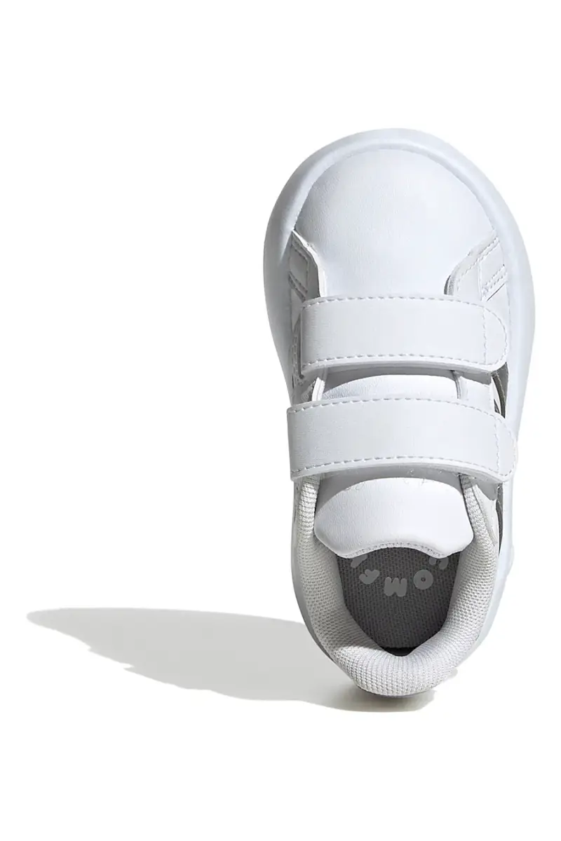 Scarpe bianche con strisce argento e suola Bubble memory Adidas Grand Court 2 CF I [WHITE miniatura 3