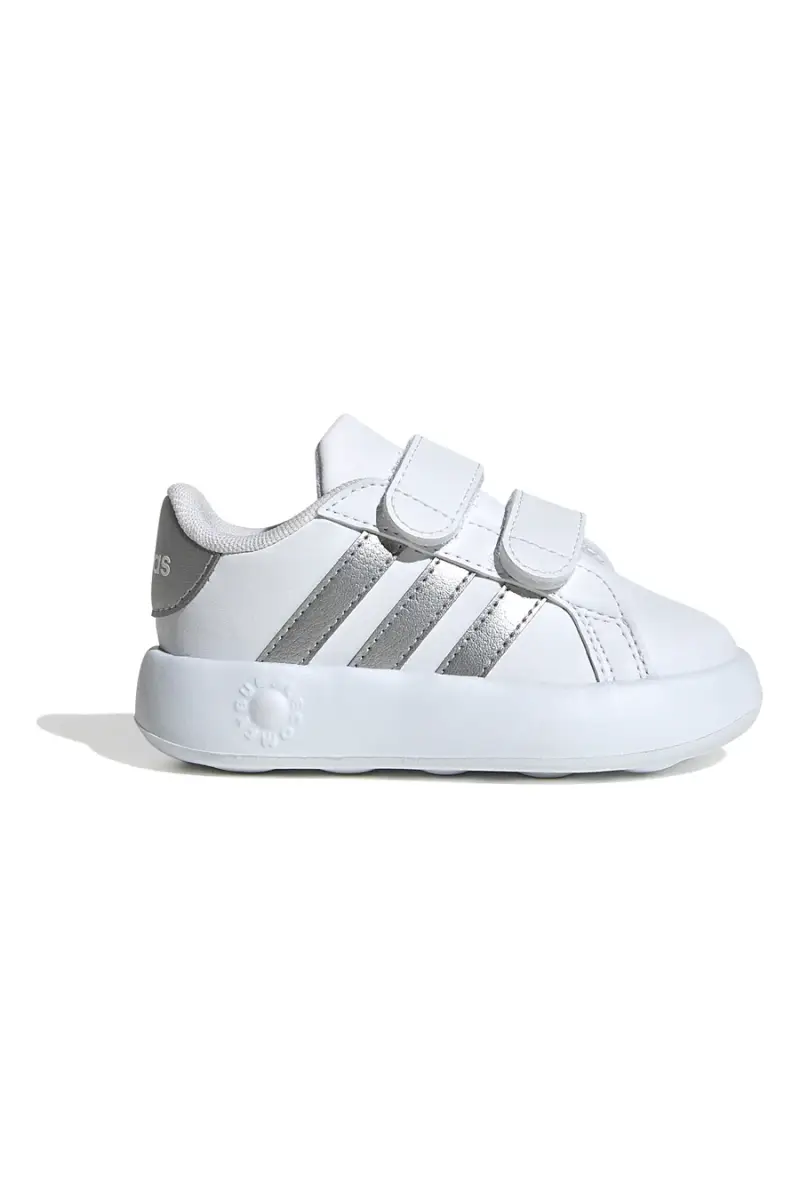 Scarpe bianche con strisce argento e suola Bubble memory Adidas Grand Court 2 CF I [WHITE