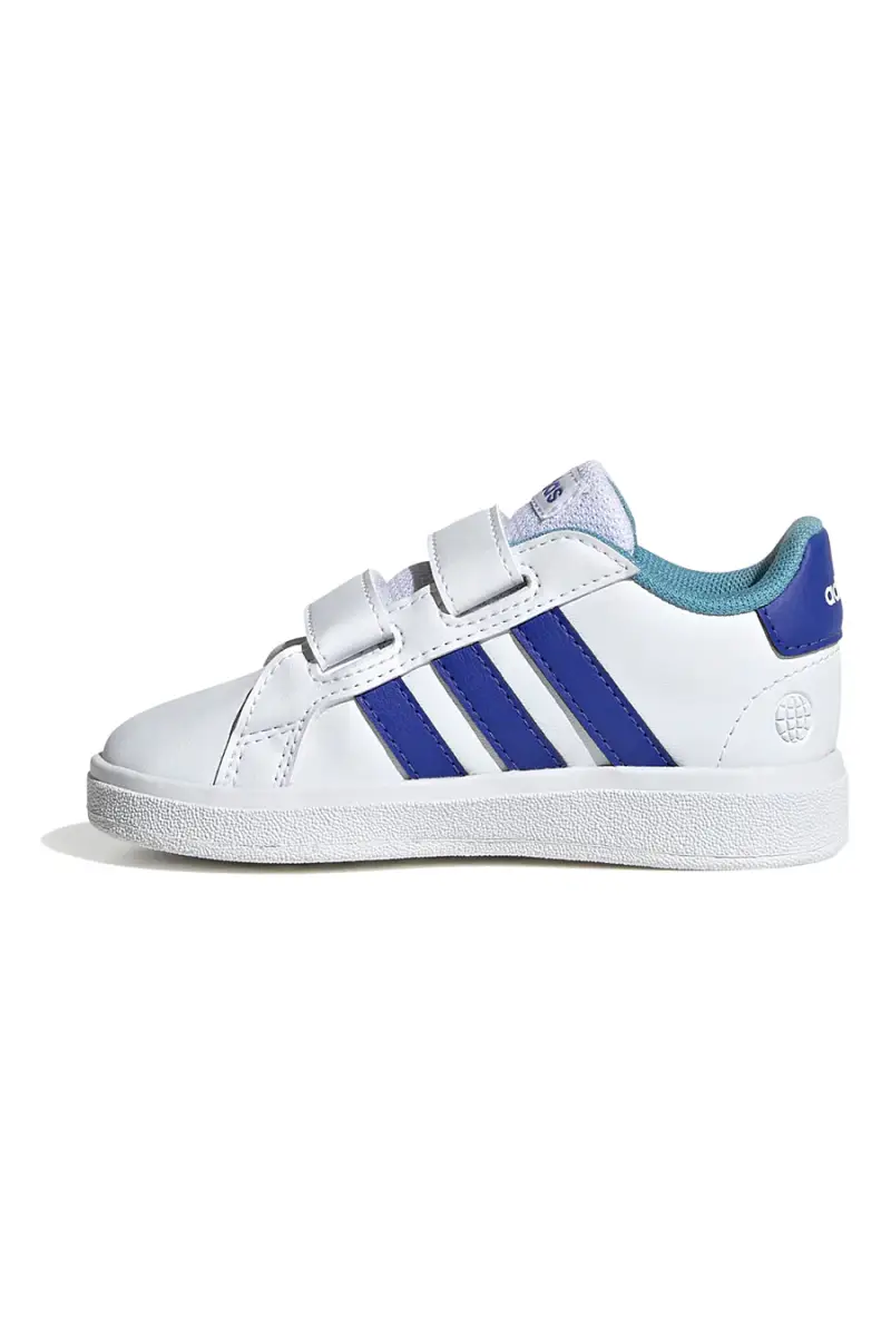 Scarpe bianche con strisce blu e chiusura a strappo Adidas Grand Court 2 CF I [BIANCO miniatura 2