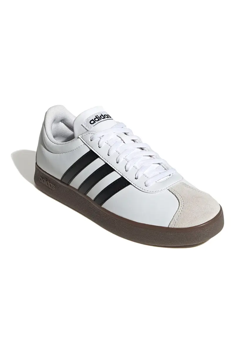 Scarpe bianche con strisce nere punta rinforzata Adidas VL Court Base [BIANCO] miniatura 4
