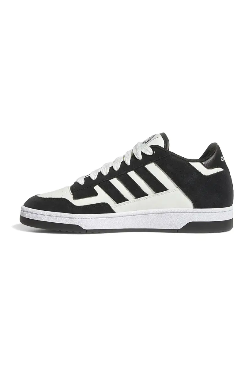 Scarpe da Basket bianche e nere con inserti in pelle Adidas Rapid Court Low [NERO miniatura 3