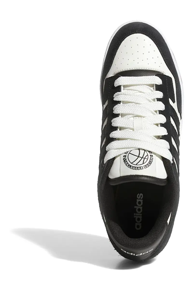 Scarpe da Basket bianche e nere con inserti in pelle Adidas Rapid Court Low [NERO miniatura 5