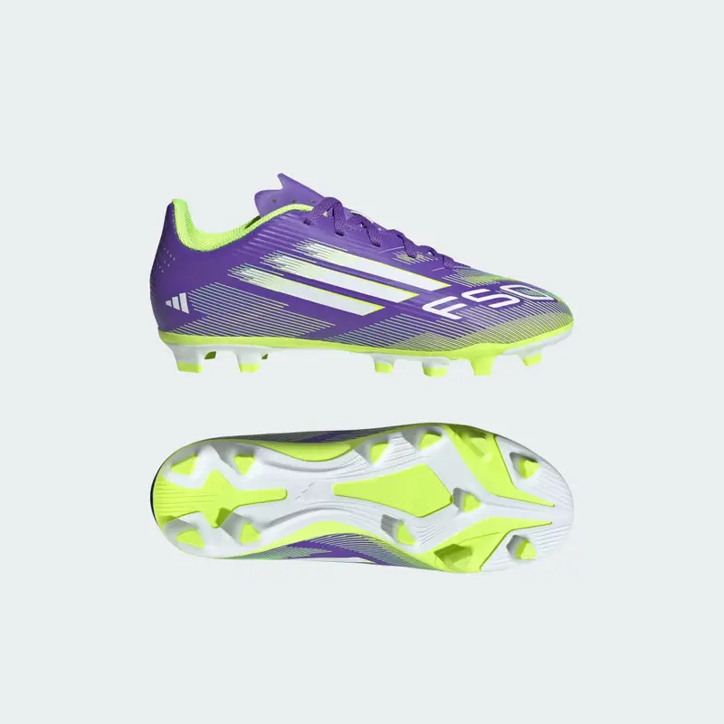 Scarpe da calcio F50 Club per bambini con suola per terreni compatti/multi-superficie Purple Rush