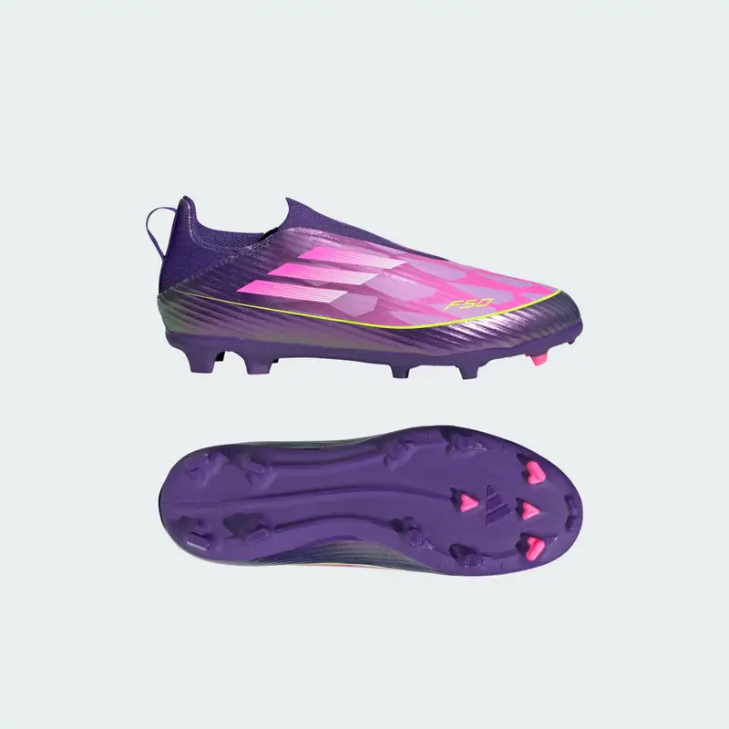 Scarpe da calcio F50 LEAGUE senza lacci per terreni naturali compatti per bambini Purple