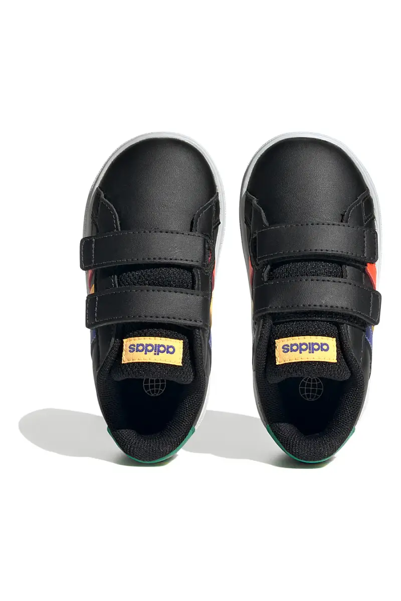 Scarpe nere con dettagli multicolor e chiusura a strappo Adidas Grand Court 2 CF I [NERO] miniatura 3