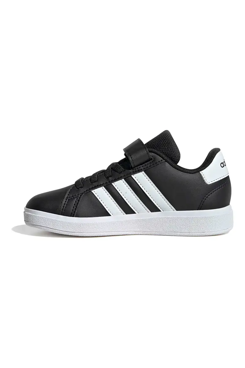 Scarpe nere con strisce bianche e chiusura a strappo Adidas Grand Court 2 EL C [NERO miniatura 2