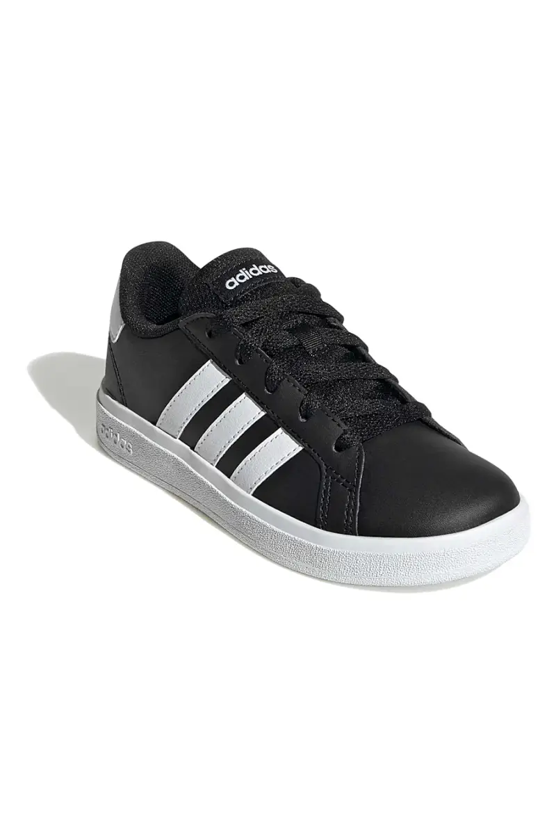 Scarpe nere con strisce bianche in materie sintetiche Adidas Grand Court 2 K [NERO] miniatura 2