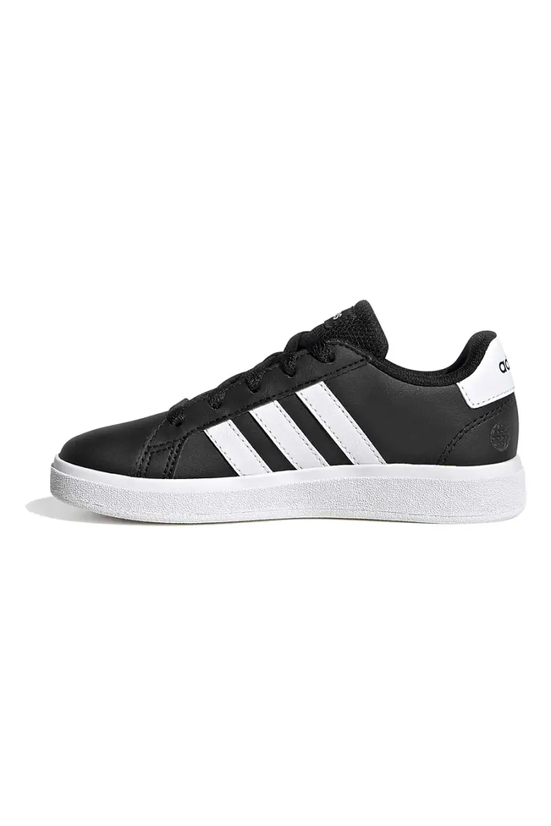 Scarpe nere con strisce bianche in materie sintetiche Adidas Grand Court 2 K [NERO] miniatura 4