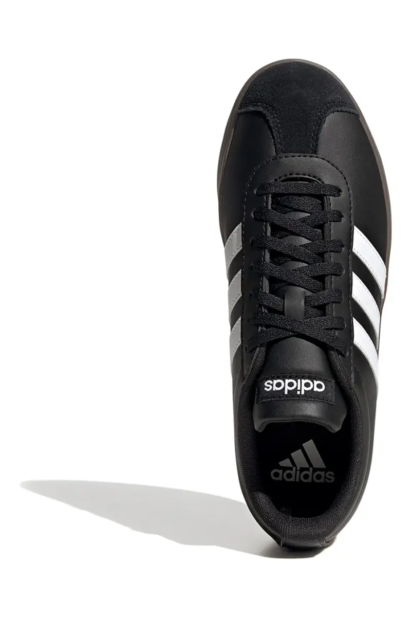 Scarpe nere con strisce bianche suola in gomma Adidas VL Court Base [NERO miniatura 3
