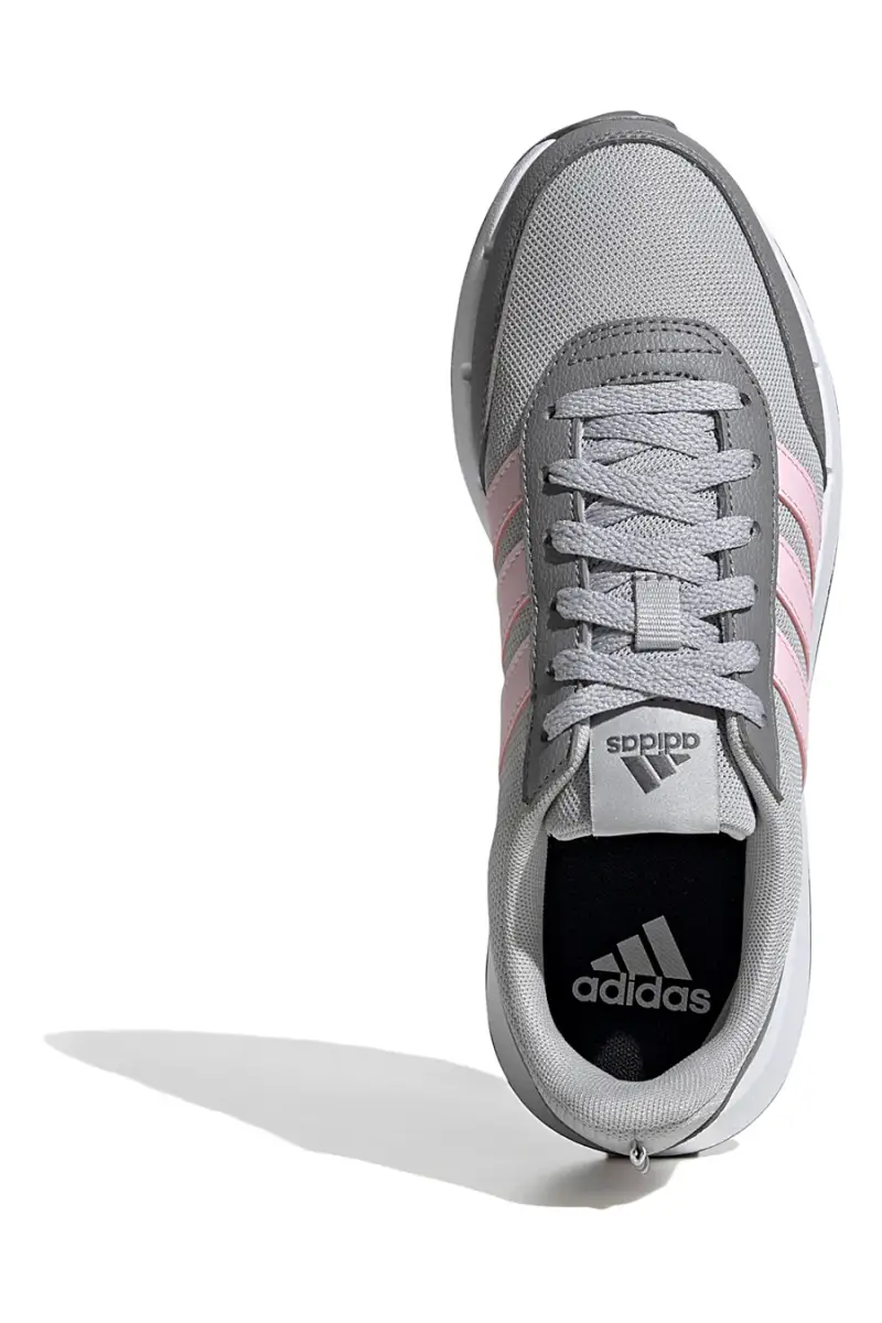 Scarpe running grigie in mesh con strisce rosa Adidas Run 50s [GRIGIO miniatura 5