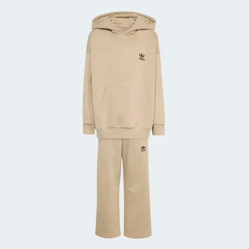 Set di felpa con cappuccio oversize e pantaloni con orlo aperto Stone Khaki miniatura 4
