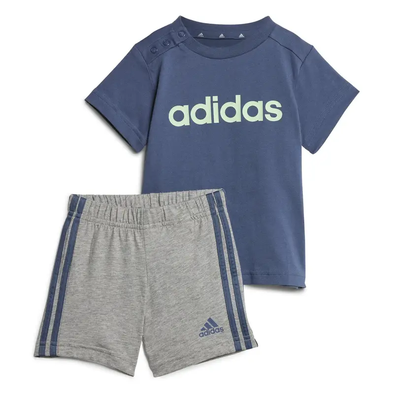 Adidas Set di Maglietta e Pantaloncini in Cotone per Neonati Blu e