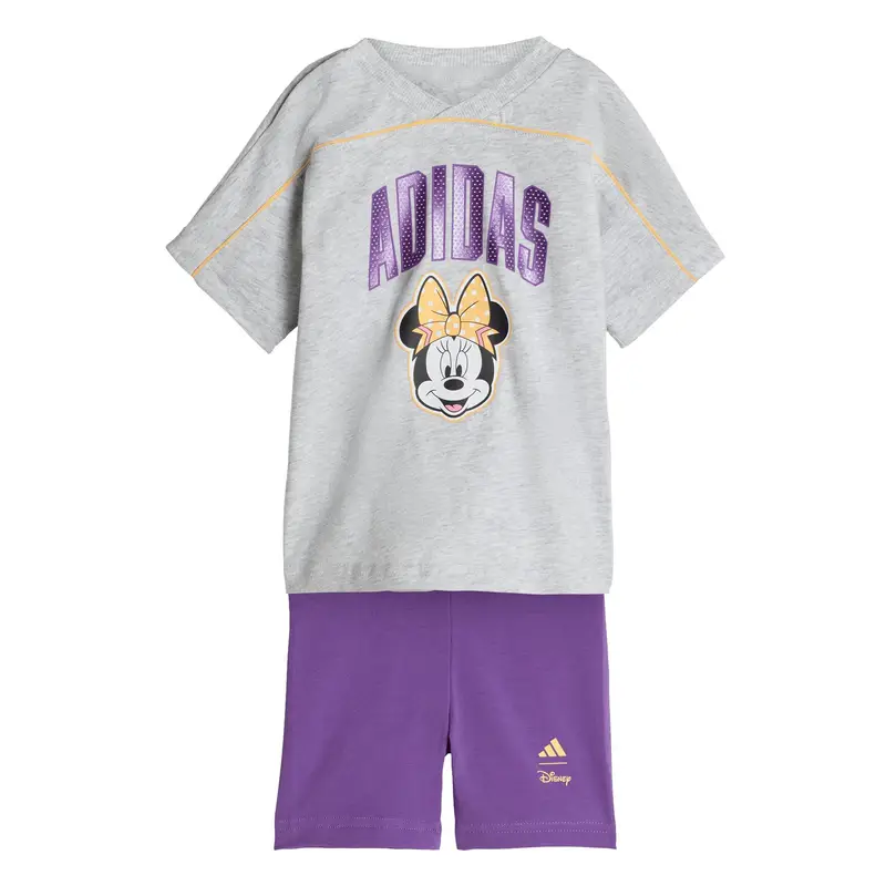Set di T-shirt e Shorts da bambina adidas Disney Minnie Mouse Gris