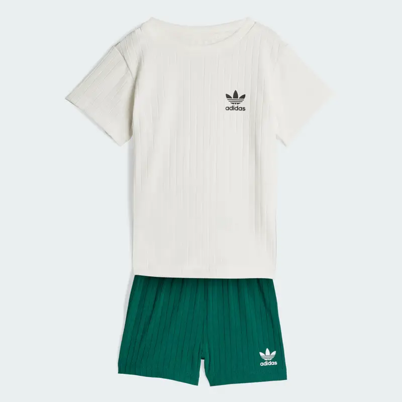 SET REGULAR WIDE RIB CON T-SHIRT E SHORT A COSTE LARGHE Collegiate Green