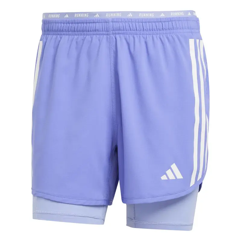 Short 2 in 1 adidas Own the Run 3-Stripes Bleu