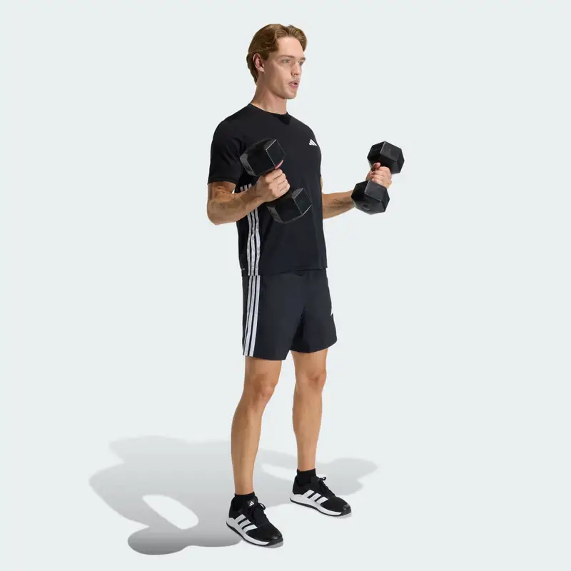 SHORT DA ALLENAMENTO ESSENTIALS BASE 3 STRISCE WOVEN Black miniatura 3