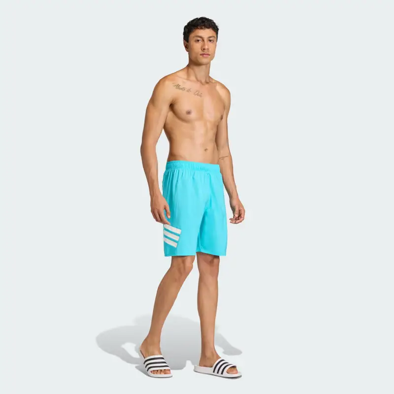 Short da nuoto 3-Stripes 8-Inch Lucid Cyan miniatura 3