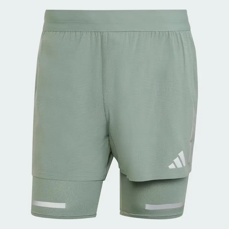 Short da running Ultimate Reflective 2-in-1 Silver Green miniatura 4