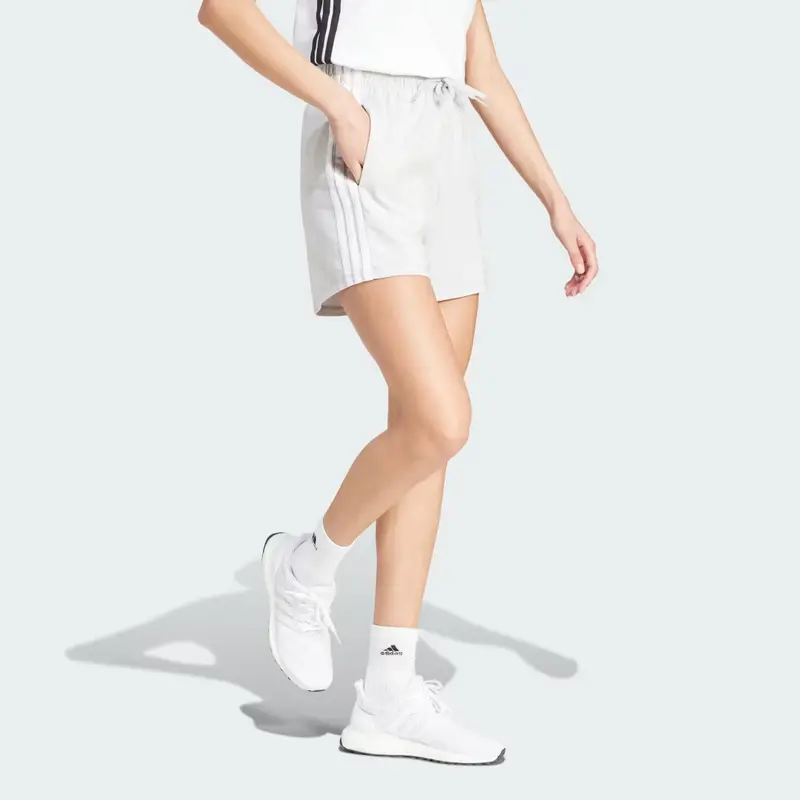 Short Essentials 3-Stripes Cotton Light Grey Heather miniatura 3