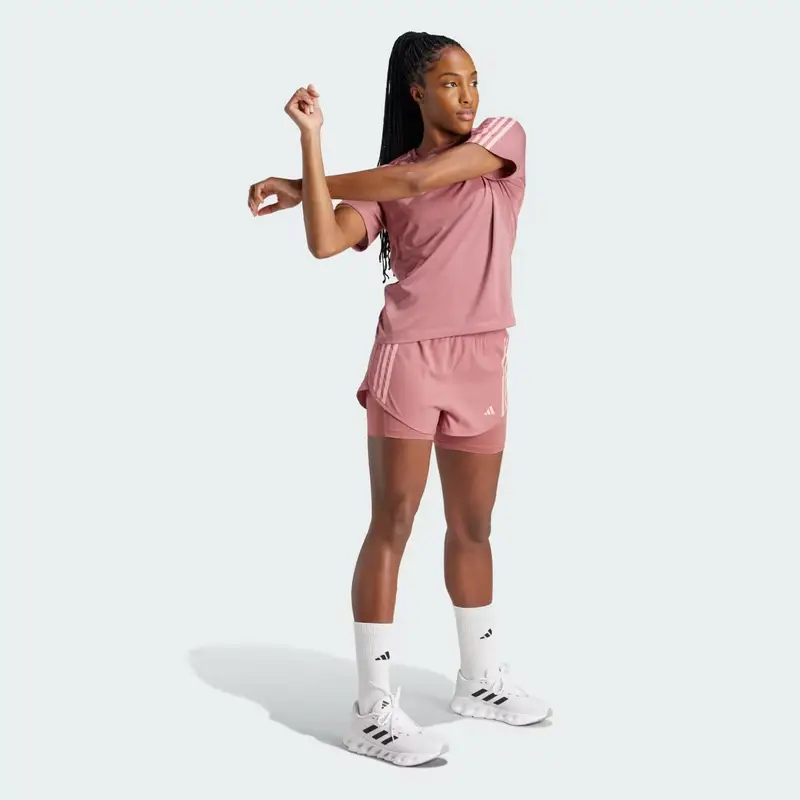 Short Own the Run 3-Stripes 2-in-1 Preloved Crimson miniatura 3